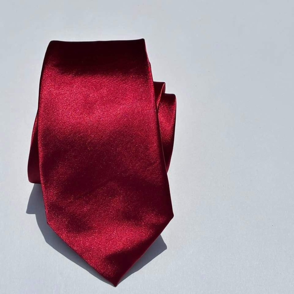 DiBanGu Red Silk Necktie Solid Satin Hand Tailored Classic Mens Tie NWT Red OS